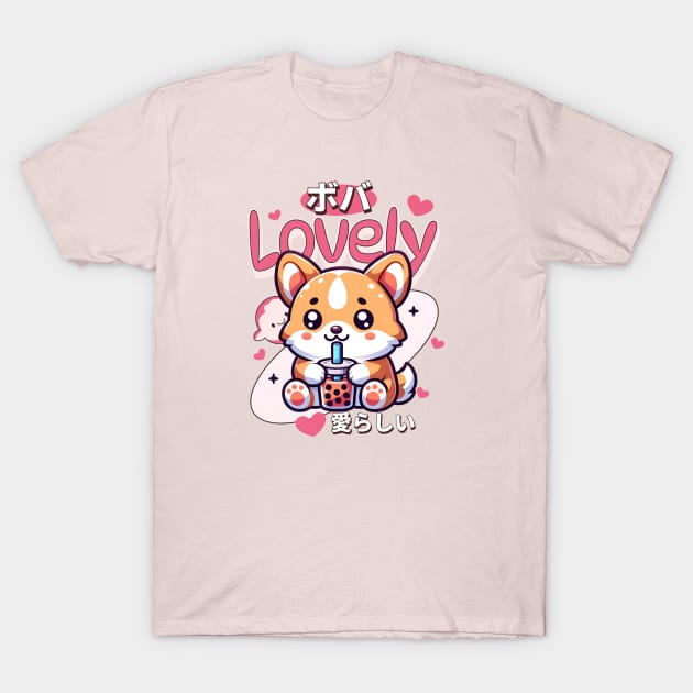 Corgi Boba Tea T-Shirt by alcoshirts